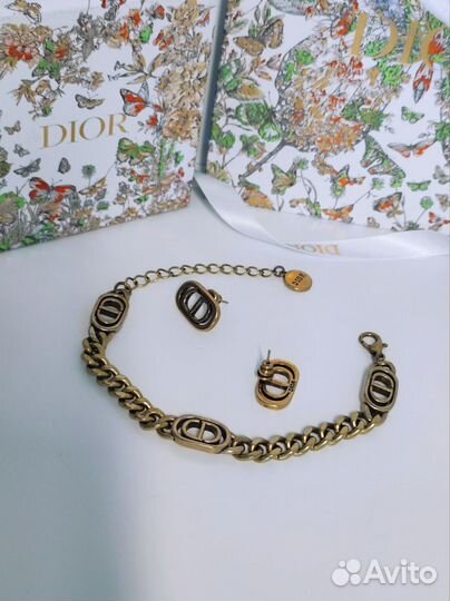 Dior Диор серьгибраслет люкс гравировки