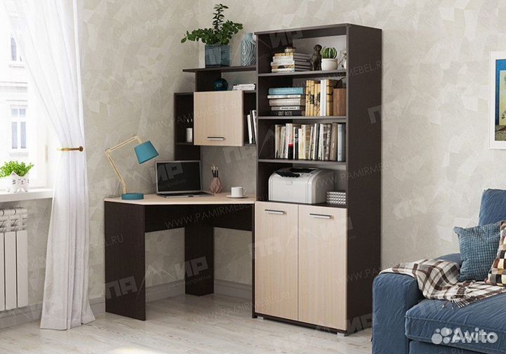 Угловой компьютерный стол пкс-8 со стеллажом