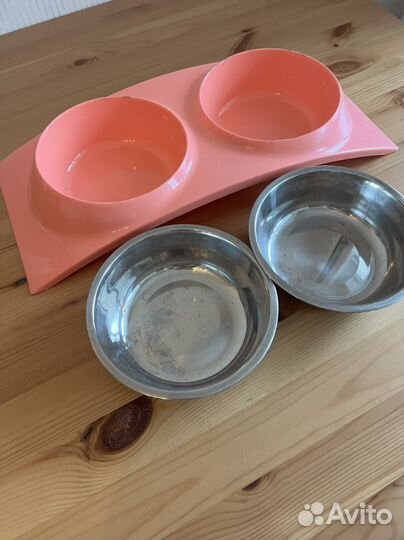Миска для собак и кошек, двойная для корма