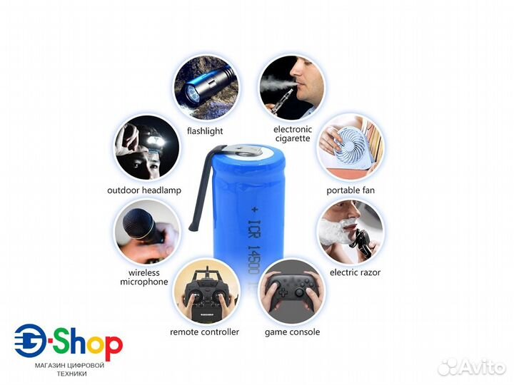 Аккумулятор Li-Ion 14500 3.7V 1500mAh размер AA