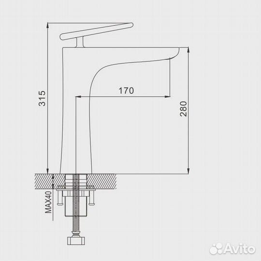 Смеситель для раковины высокий Rose R16F R1611F