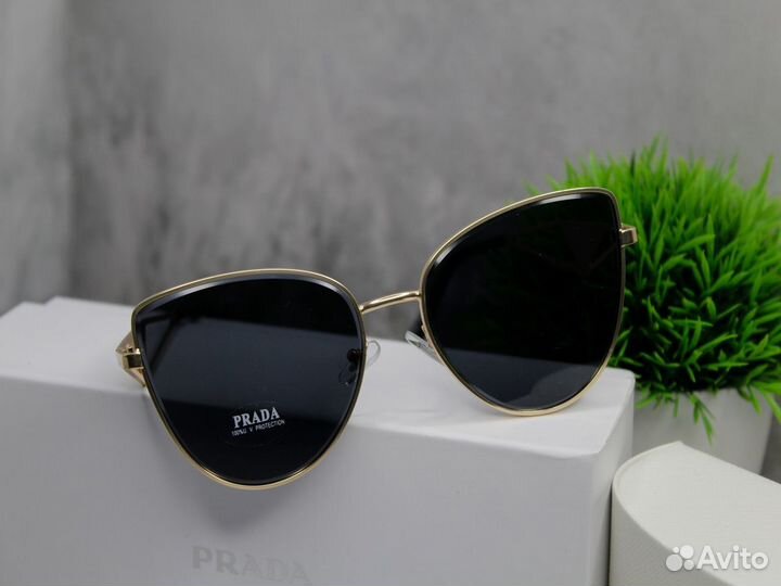 Очки Prada Gold-Black Кошечки