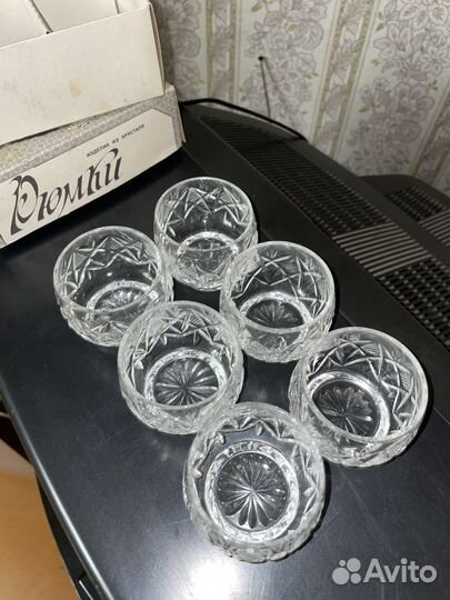 Хрустальные рюмки СССР (набор, 6 штук)