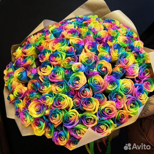 Радужные розы доставка