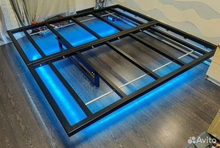 Двуспальная кровать лофт металлическая