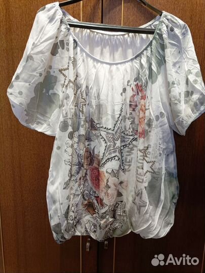 Красивая блузка на хлопковой подкладке р 50-52