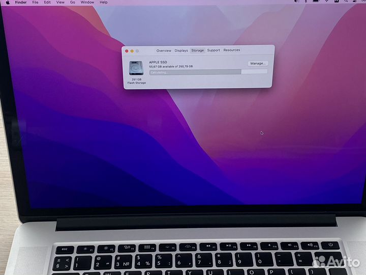 Macbook Pro 15 retina 2015, 256 гб, i7/2.2, 16 гб