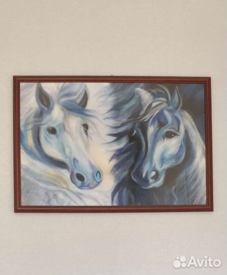 Картина из шерсти Лошади Кони