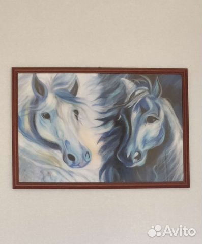 Картина из шерсти Лошади Кони