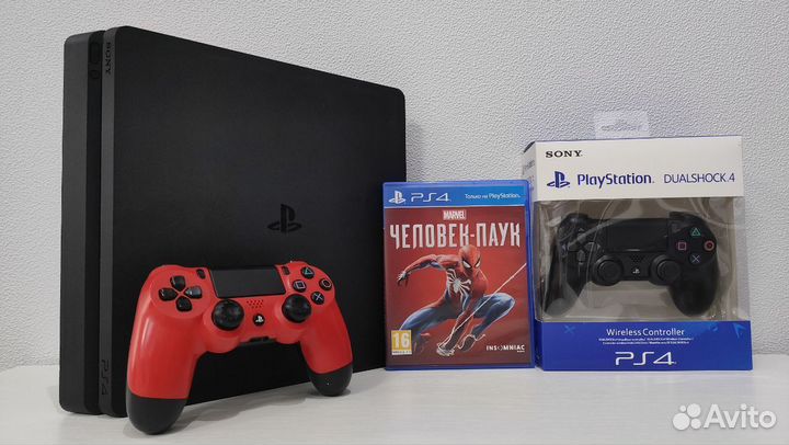 Sony PS4 Slim + 96 игр и 2 геймпада