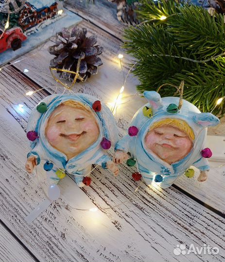 Набор елочных игрушек ручной работы