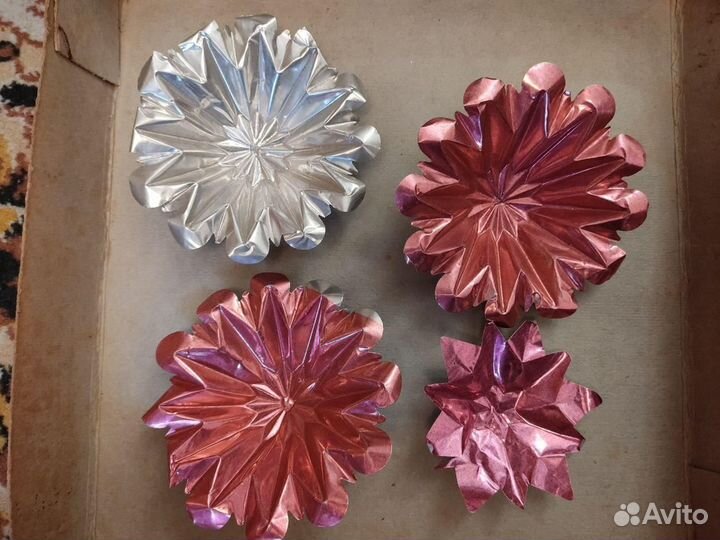 Ёлочные игрушки снежинки из фольги одним лотом