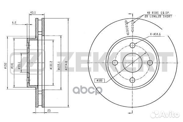 Диск торм. перед. Toyota Corolla (E120) 01- Co