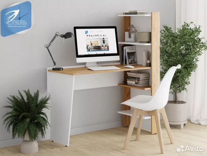 Techno Стол письменный Белый (Гладкий Дуб Крафт