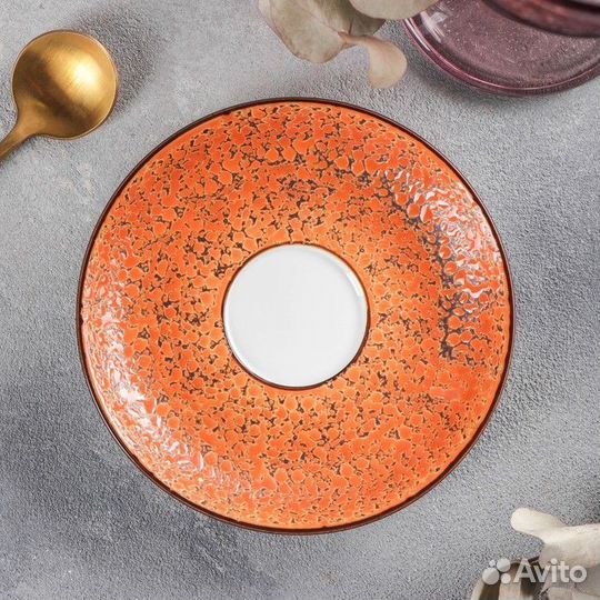 Блюдце фарфоровое Splash, d12 см, цвет оранжевый