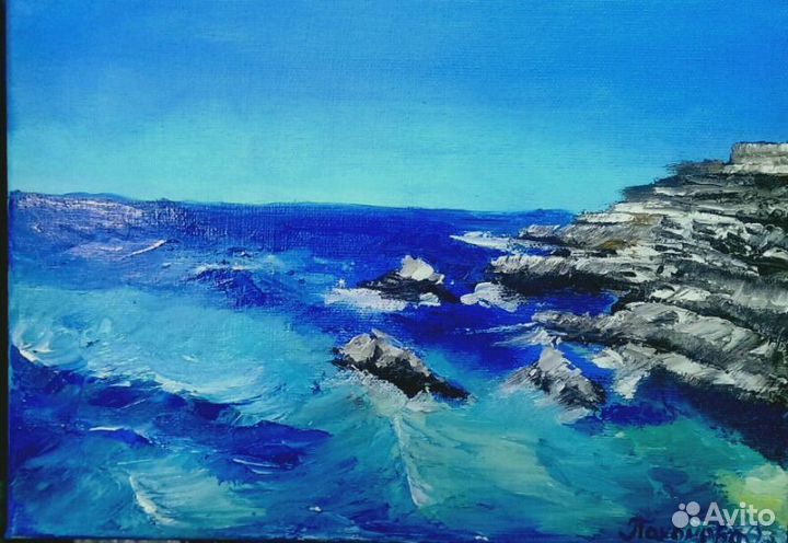 Картина маслом, Мыс фиолент, холст 25x35