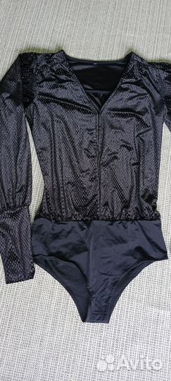 Боди женское черное с длинным рукавом