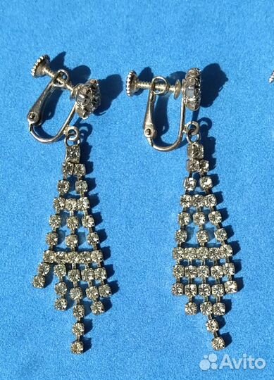 Серьги клипсы Чехословакия вечерние винтаж
