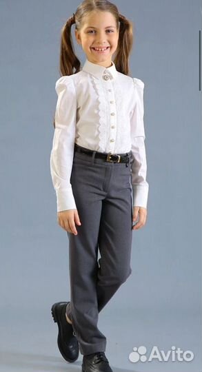Школьные брюки для девочки 152 серый