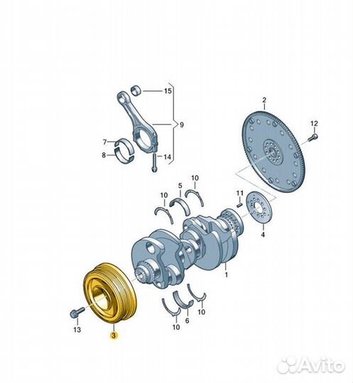 Б/У Шкив - В хорошем состоянииn- Место установки