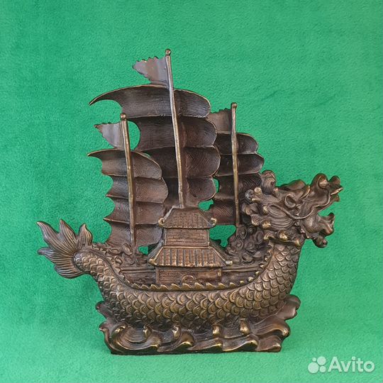Скульптура из бронзы фен-шуй Денежный корабль
