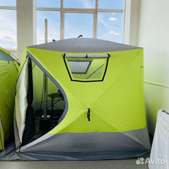 Палатка зимняя трехслойная куб для рыбалки и бани