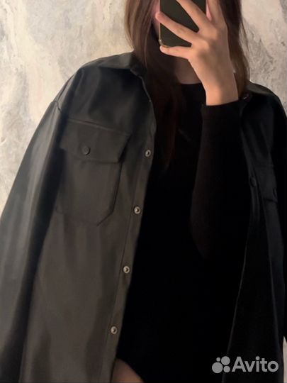 Кожаная рубашка женская