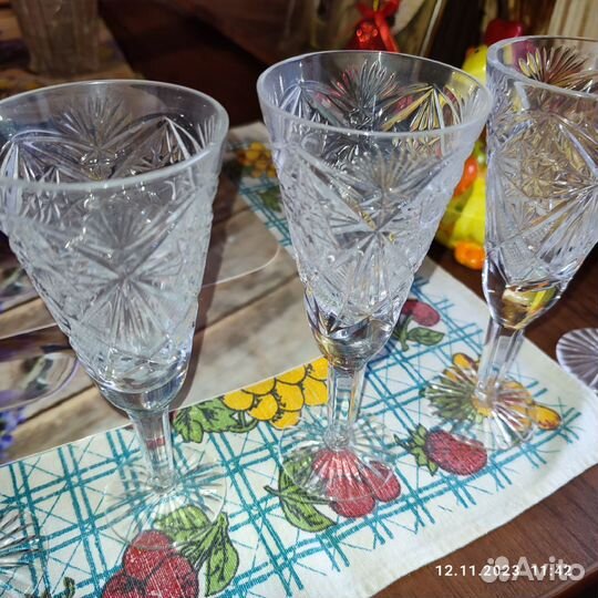 Фужеры хрустальные СССР высота 16.5 диаметр 6,5
