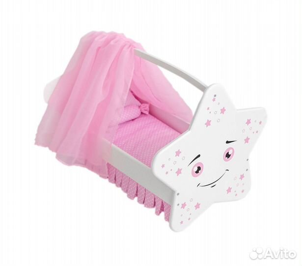 Кроватка для кукол Звездочка с постельным бельем и