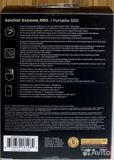 Внешний SSD диск SanDisk Extreme Pro V2 1TB, 2000