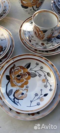 Сервиз кофейный Золотая Роза Дулево