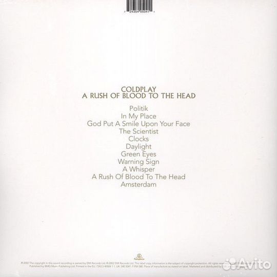 Виниловая пластинка Coldplay A rush OF blood TO TH