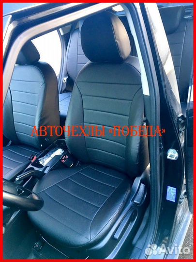 Чехлы Kia Soul 2 из экокожи чёрные Классика