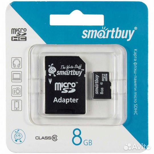 Карта памяти Smart Buy Micro sdhc 8 Gb с адаптером