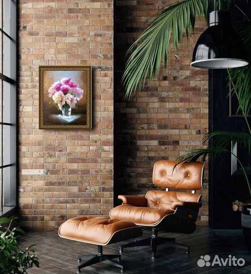 Картина цветы маслом Картина Пионы в вазе