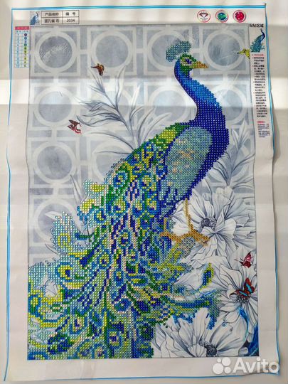Алмазная вышивка готовая работа (павлин)