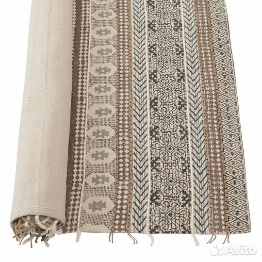 Ковер из хлопка, шерсти и джута с геометрическим