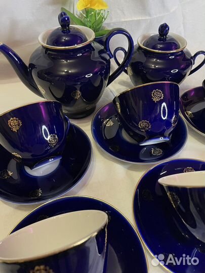 Чайный кобальтовый сервиз лфз