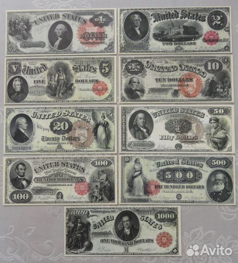 США от 1 до 100 долларов 1891 (9 копий)