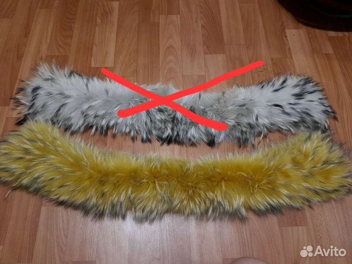 Мех на капюшон горчичного цвета. Енот. Опушка