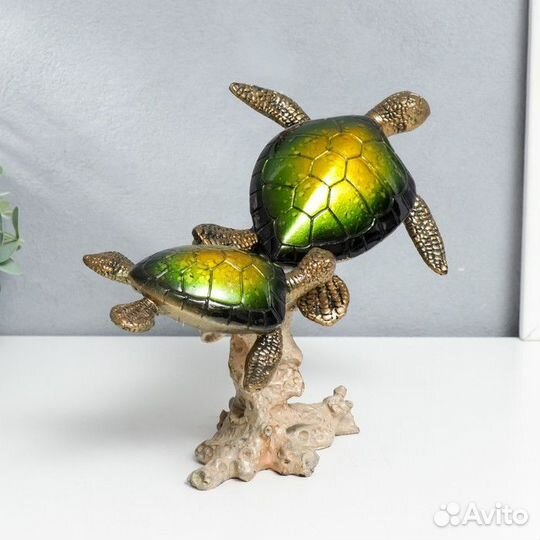 Сувенир полистоун 'Черепашки на кораллах' 19,5х11