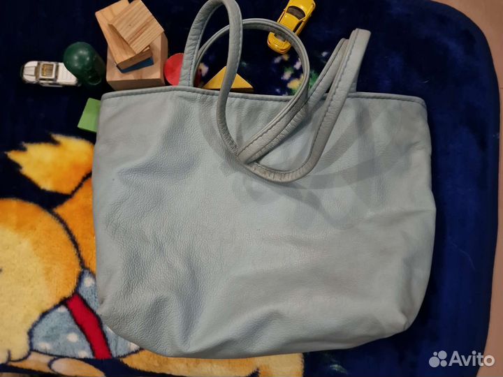 Cумка женская 25х38см. Кожа/джинса