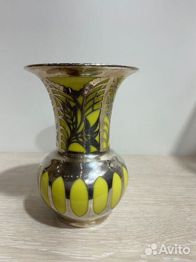 Ваза серебро 100 жёлтая фарфор