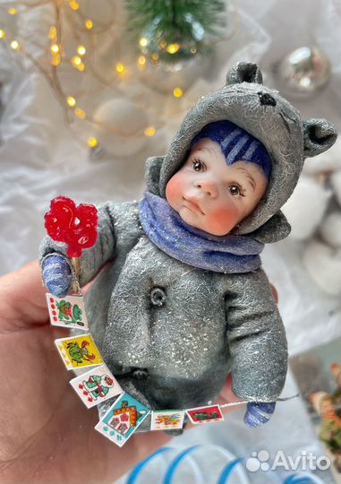 Ватная елочная игрушка