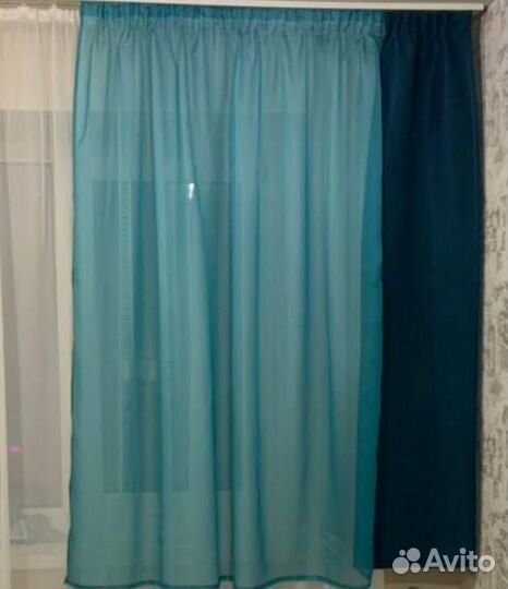 Шторы новые,короткие, цвет бирюза, морская волна