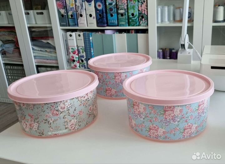 Коробки 3шт для хранения круглая с крышкой