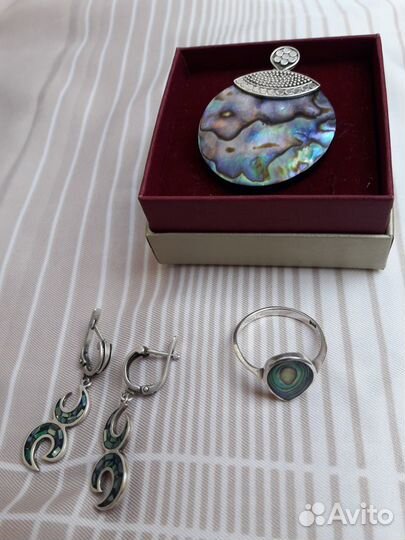 Кольцо серебро натуральный перламутр