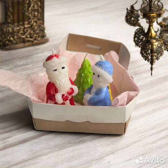 Свечи ручной работы новогодние Дед Мороз,Снегурочк