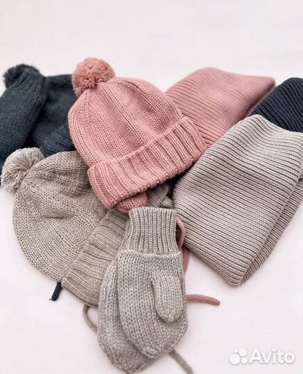 Детский набор шапка шарф варежки zara H&M