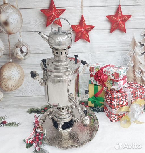 Новый самовар с подносом и чайником. Оригинал